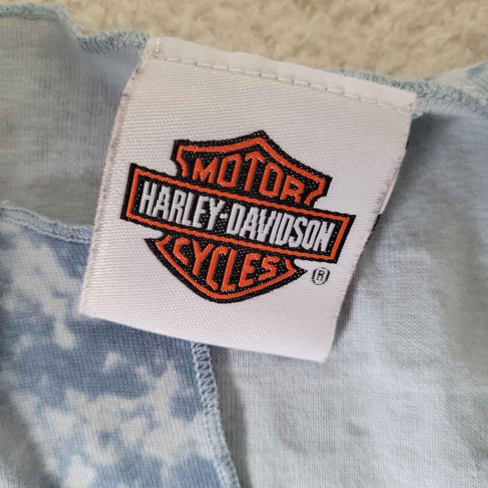 Harley-Davidson Women's Blue Tie-Dye Eagle V-Neck Tank with Multicolor Graphic - Picture 3 of 5